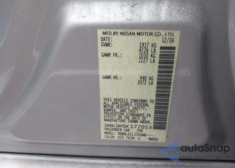 2017 Nissan Altima 2.5 Sv from USA, damaged, VIN 1N4AL3AP3HC177053